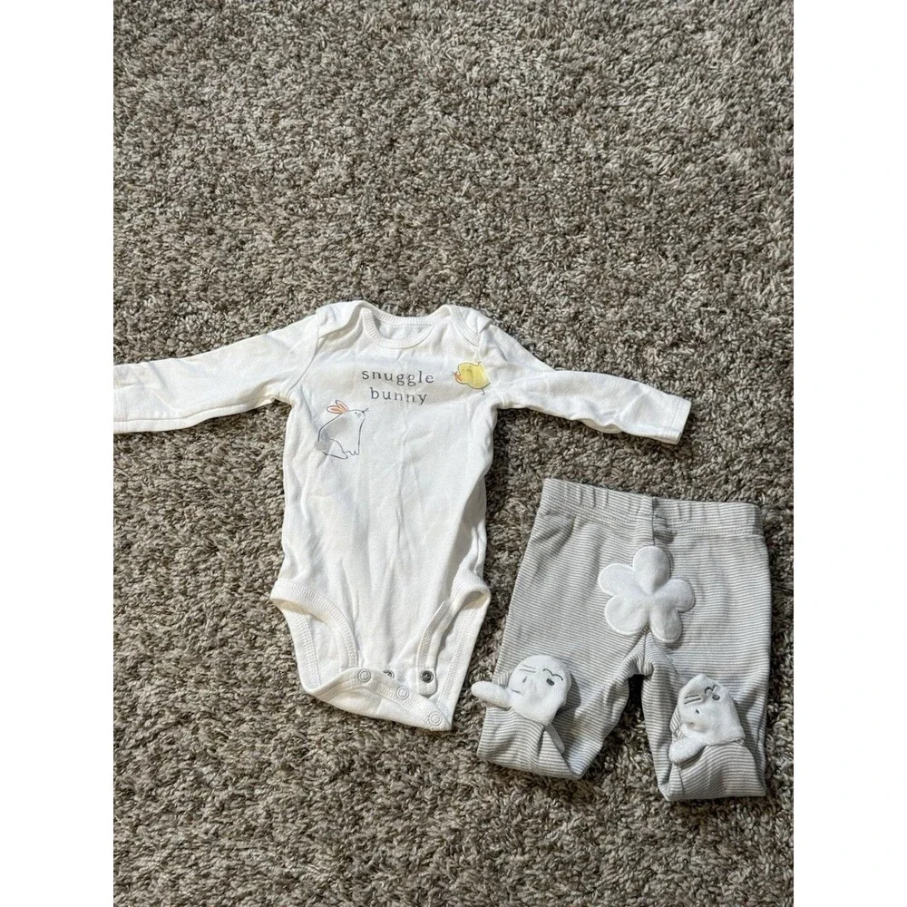 Carter’s Baby Easter Outfit 3M Snuggle Bunny Bodysuit & Footed Pants Set 3 Month